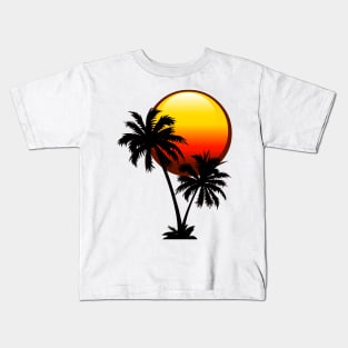 Sunset and Palm Trees Kids T-Shirt